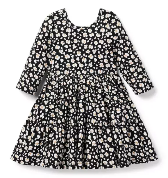 Janie and Jack Dresses-The Everyday 3/4 Sleeve Dress jj black leopard