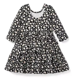 Janie and Jack Dresses-The Everyday 3/4 Sleeve Dress jj black leopard