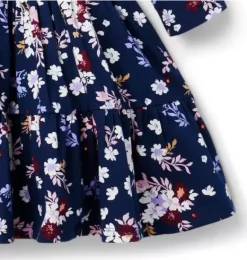 Janie and Jack Dresses-The Everyday 3/4 Sleeve Dress merchant marine floral