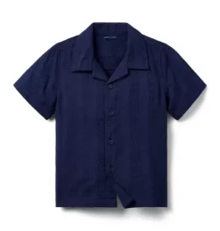 Janie and Jack Shirts-The Eyelet Cabana Shirt merchant marine