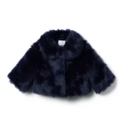 Janie and Jack Jackets & Coats-The Festive Faux Fur Jacket dark marine