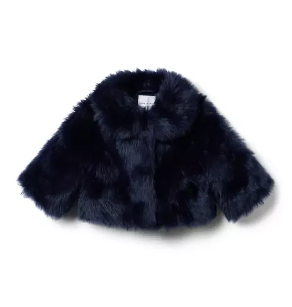 Janie and Jack Jackets & Coats-The Festive Faux Fur Jacket dark marine