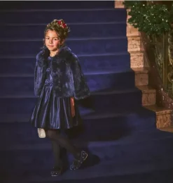 Janie and Jack Jackets & Coats-The Festive Faux Fur Jacket dark marine