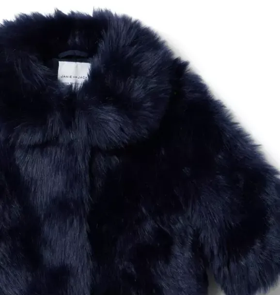 Janie and Jack Jackets & Coats-The Festive Faux Fur Jacket dark marine