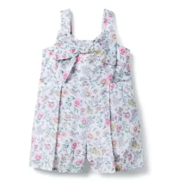 Janie and Jack Rompers & Jumpsuits-The Floral Bow Romper white floral