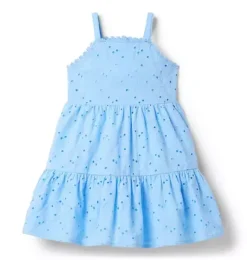 Janie and Jack Dresses-The Floral Eyelet Dress breezy blue