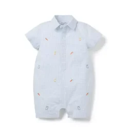 Janie and Jack One-pieces & Rompers-The Gingham Garden Baby Romper light blue gingham