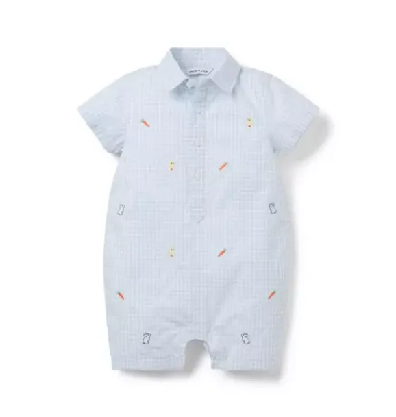Janie and Jack One-pieces & Rompers-The Gingham Garden Baby Romper light blue gingham