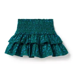 Janie and Jack Skirts & Shorts-The Hailey Smocked Skirt river green ditsy floral