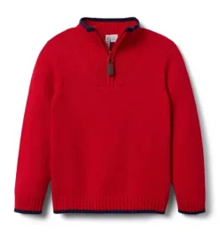 Janie and Jack Sweaters & Sweatshirts-The Half-Zip Sweater bradbury red