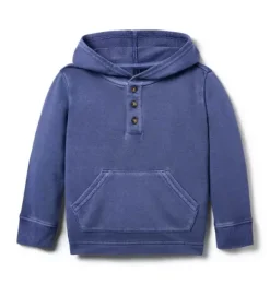Janie and Jack Matching Sets|Sweaters & Sweatshirts-The Henley Hooded Sweatshirt rainy blue