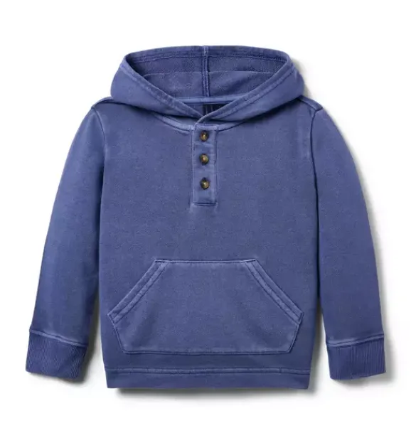 Janie and Jack Matching Sets|Sweaters & Sweatshirts-The Henley Hooded Sweatshirt rainy blue