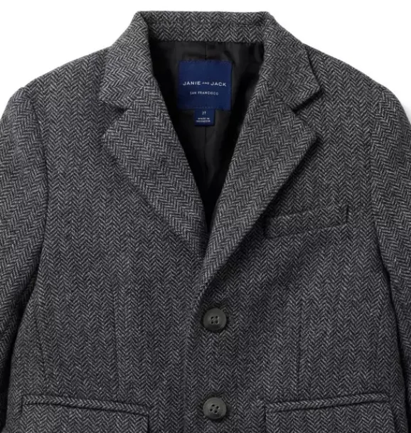 Janie and Jack Blazers & Vests|Suiting-The Herringbone Blazer grey heather herringbone