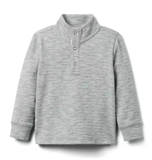 Janie and Jack Sweaters & Sweatshirts-The Herringbone Pullover classic grey heather