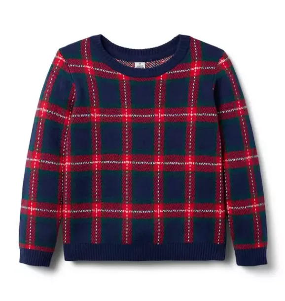 Janie and Jack Sweaters & Sweatshirts-The Holiday Tartan Sweater dark marine tartan