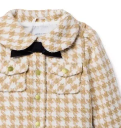 Janie and Jack Jackets & Coats-The Houndstooth Bow Jacket butterscotch houndstooth
