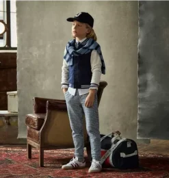 Janie and Jack Pants-The Houndstooth Jacquard Jogger merchant marine houndstooth