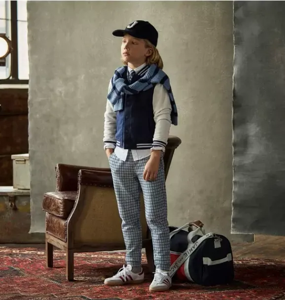 Janie and Jack Pants-The Houndstooth Jacquard Jogger merchant marine houndstooth