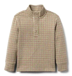 Janie and Jack Sweaters & Sweatshirts-The Houndstooth Jacquard Pullover light brown houndstooth