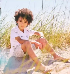 Janie and Jack Shirts-The Linen-Cotton Cabana Shirt white palm
