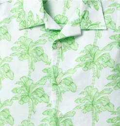 Janie and Jack Family Matching|Swim Outfits-The Linen-Cotton Cabana Shirt new leaf palm tree