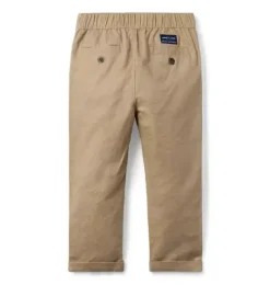 Janie and Jack Pants-The Linen-Cotton Pull-On Pant jack khaki