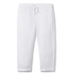 Janie and Jack Pants-The Linen-Cotton Pull-On Pant white