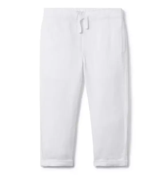 Janie and Jack Pants-The Linen-Cotton Pull-On Pant white