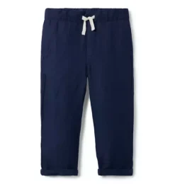 Janie and Jack Pants-The Linen-Cotton Pull-On Pant connor navy