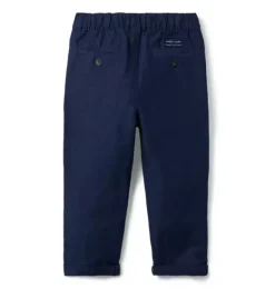 Janie and Jack Pants-The Linen-Cotton Pull-On Pant connor navy