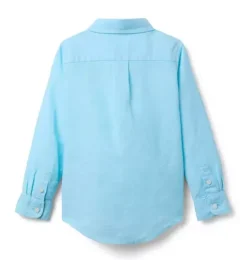 Janie and Jack Matching Sets|Shirts-The Linen-Cotton Shirt turquoise sky