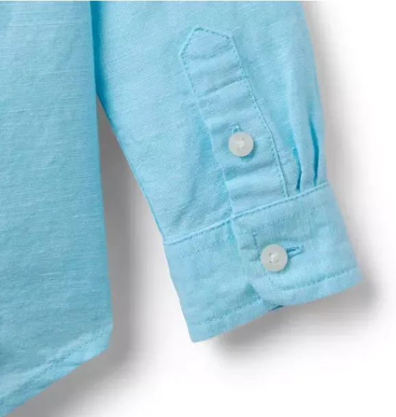 Janie and Jack Matching Sets|Shirts-The Linen-Cotton Shirt turquoise sky