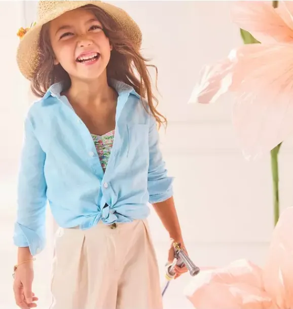 Janie and Jack Matching Sets|Shirts-The Linen-Cotton Shirt turquoise sky