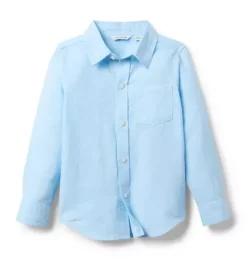 Janie and Jack Suiting|Shirts-The Linen-Cotton Shirt breezy blue heather