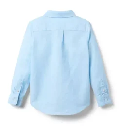 Janie and Jack Suiting|Shirts-The Linen-Cotton Shirt breezy blue heather