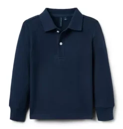 Janie and Jack Polos-The Long Sleeve Pique Polo merchant marine