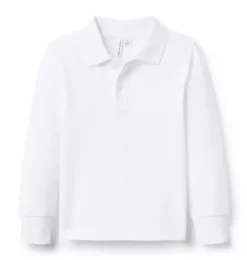 Janie and Jack Polos-The Long Sleeve Pique Polo white