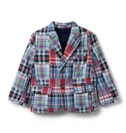 Janie and Jack Blazers & Vests|Jackets & Coats-The Madras Patchwork Blazer merchant marine plaid patchwork