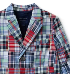 Janie and Jack Blazers & Vests|Jackets & Coats-The Madras Patchwork Blazer merchant marine plaid patchwork