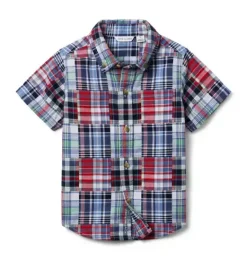 Janie and Jack Matching Sets|Shirts-The Madras Patchwork Shirt merchant marine plaid patchwork
