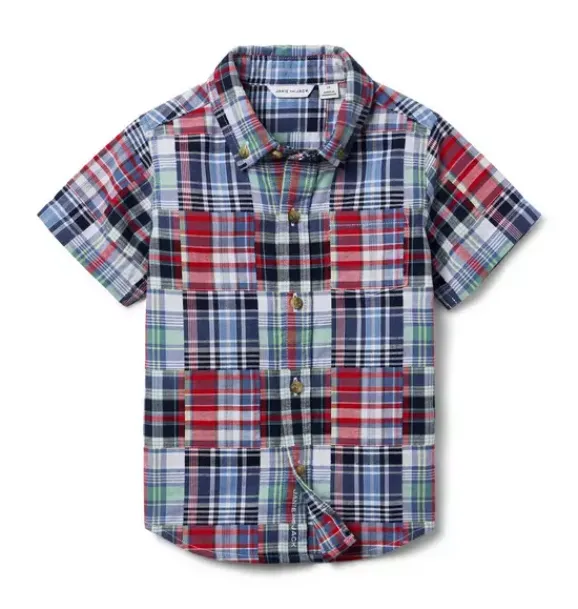 Janie and Jack Matching Sets|Shirts-The Madras Patchwork Shirt merchant marine plaid patchwork