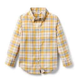Janie and Jack Shirts-The Madras Plaid Shirt sunny yellow plaid