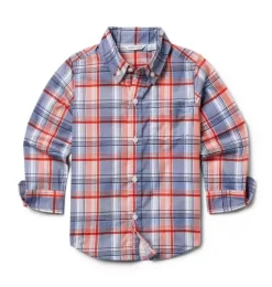 Janie and Jack Shirts-The Madras Plaid Shirt moto red plaid