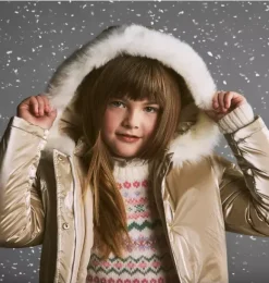 Janie and Jack Jackets & Coats-The Metallic Puffer Coat gold