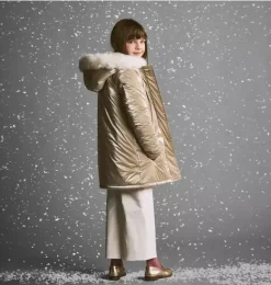 Janie and Jack Jackets & Coats-The Metallic Puffer Coat gold