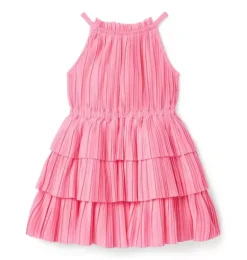 Janie and Jack Dresses-The Paradise Pleated Dress blooming pink