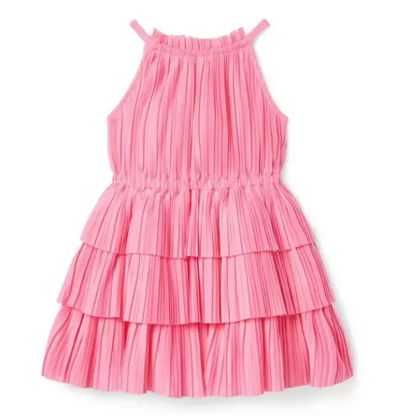 Janie and Jack Dresses-The Paradise Pleated Dress blooming pink