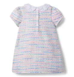 Janie and Jack Dresses-The Petal Collar Tweed Dress pale pink