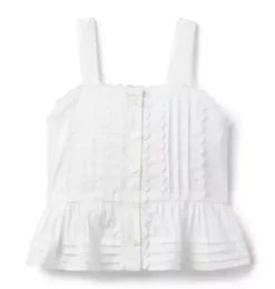 Janie and Jack Sleeveless Tops-The Pintuck Peplum Top white