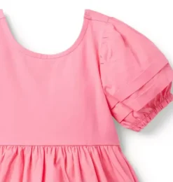 Janie and Jack Dresses-The Pintuck Puff Sleeve Dress blooming pink